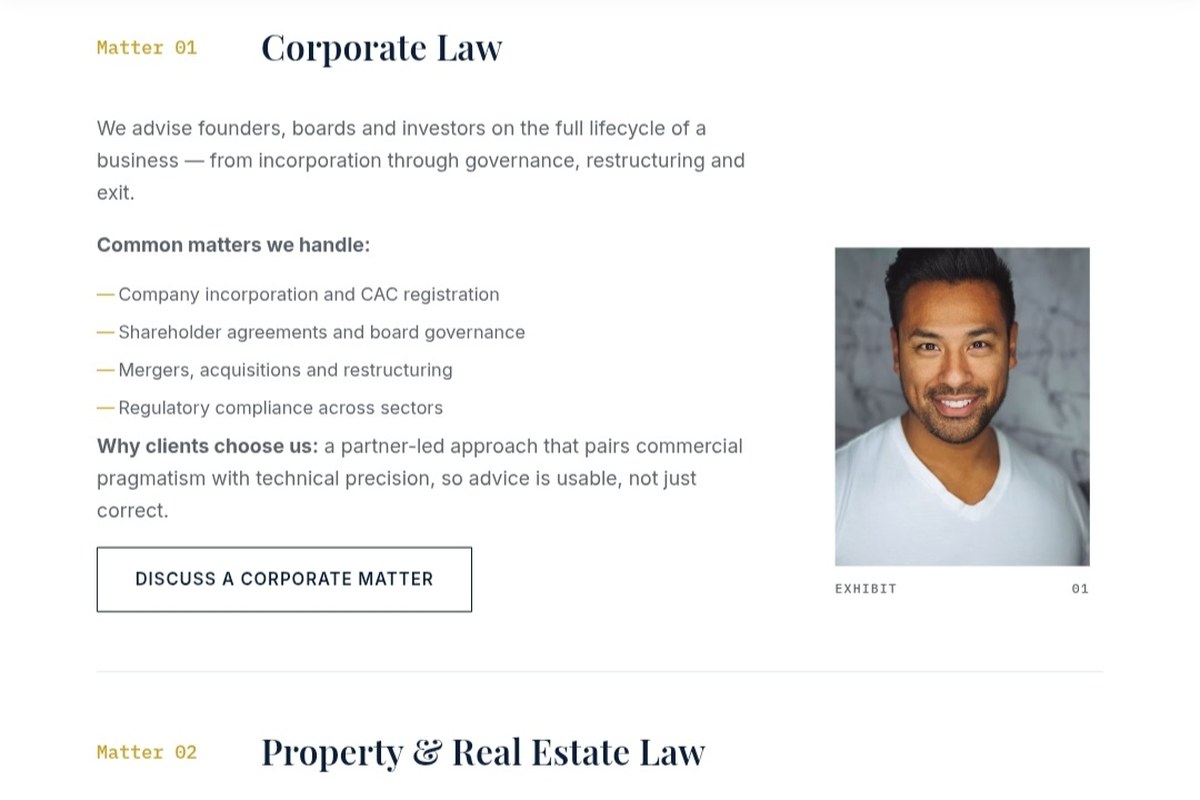Adeyemi & Falade Chambers practice areas page