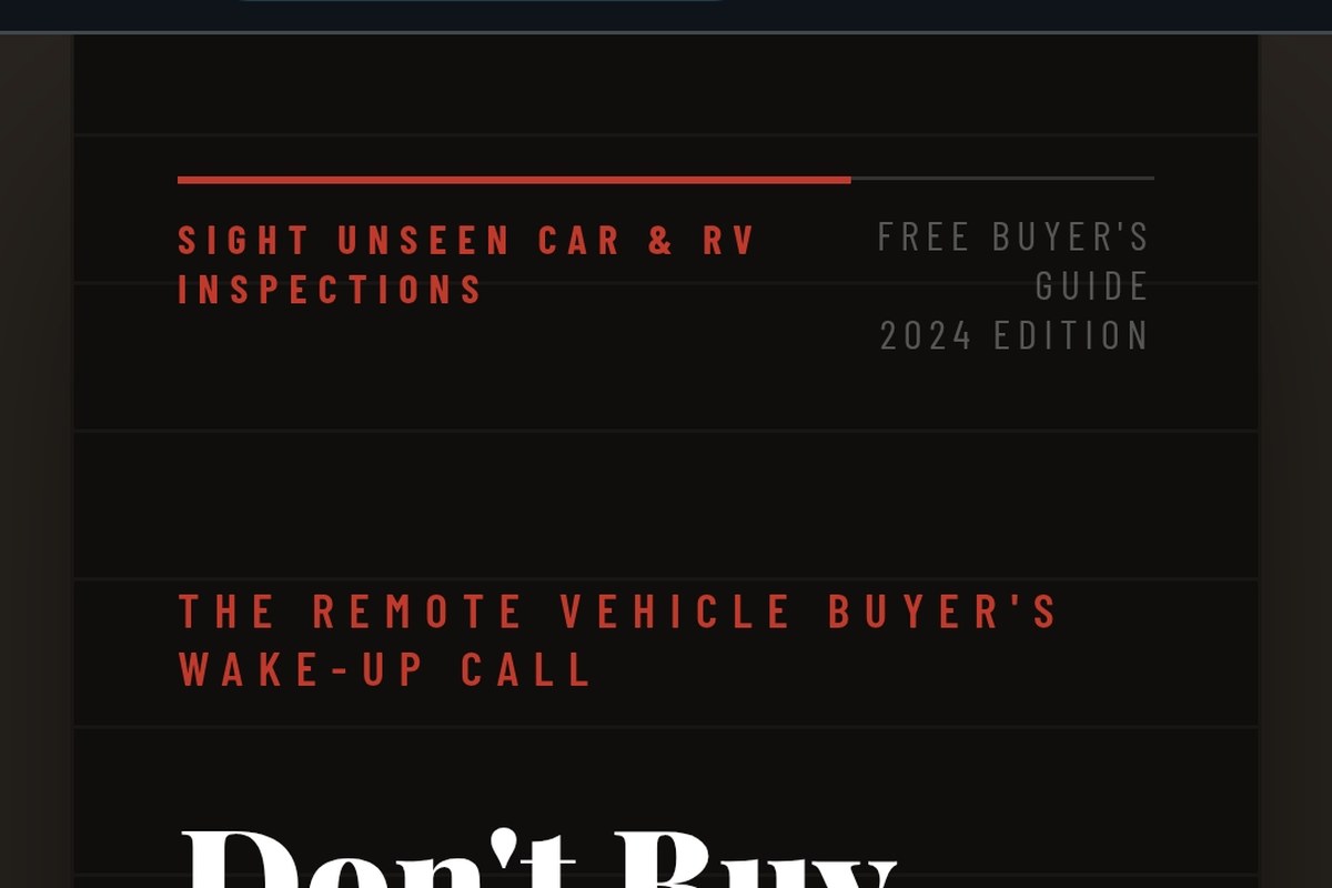 Sight Unseen Car & RV Inspections lead magnet cover