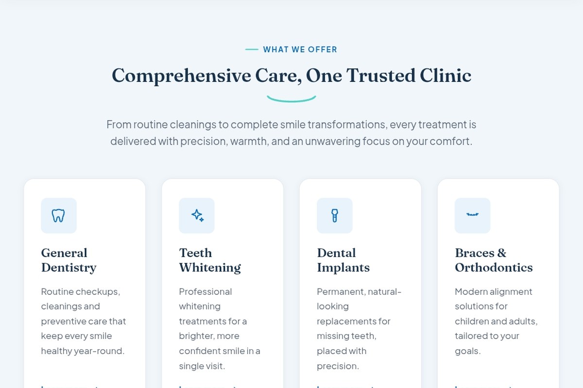 SmileCraft Dental Clinic services section