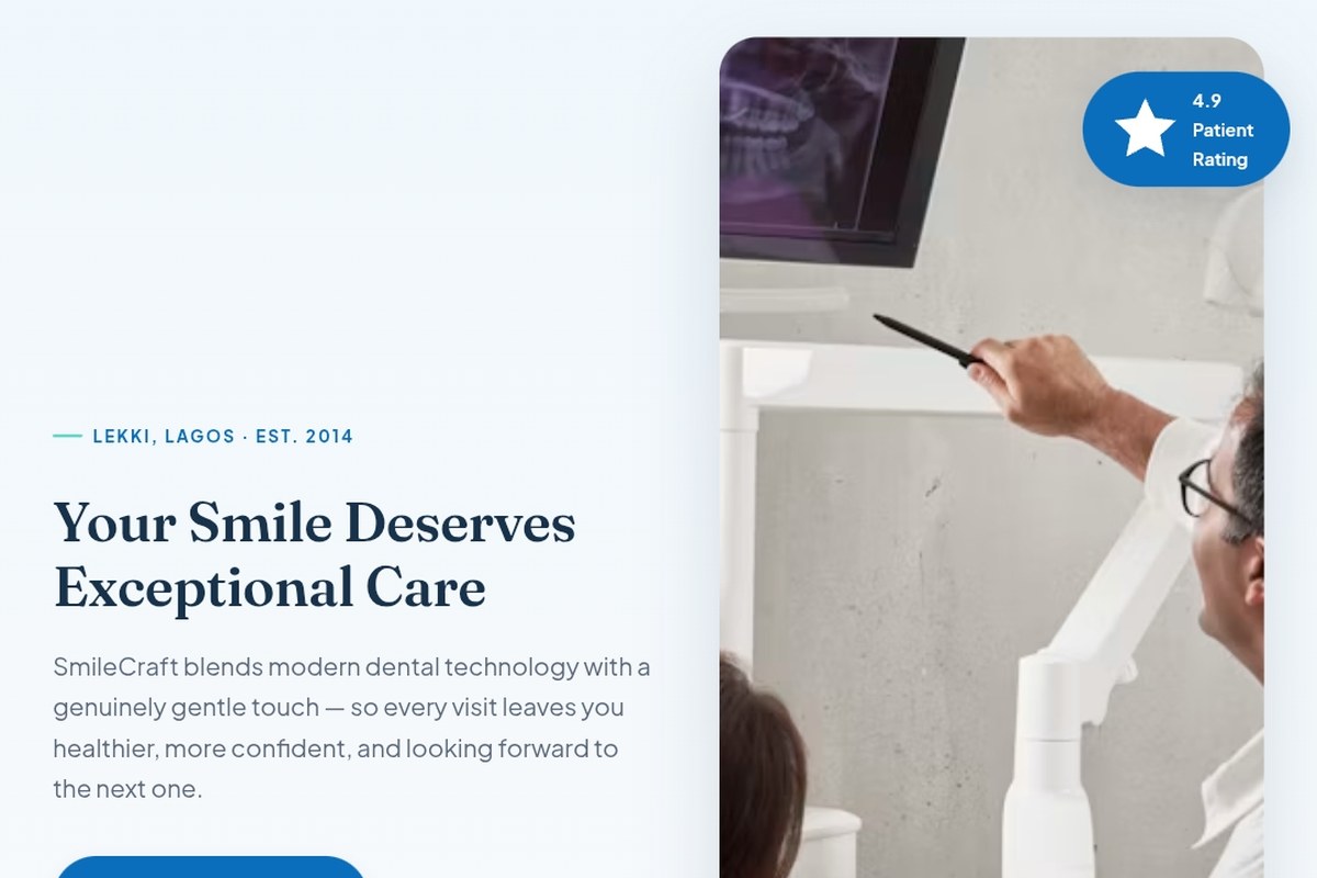 SmileCraft Dental Clinic homepage hero